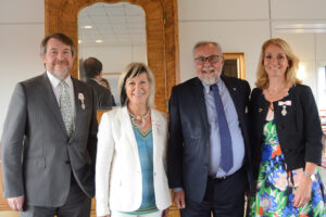 Picture of Ambassador Claus Grube with (L to R) Sir Roger Gifford, Jude Kelly and Gillian Secrett at their bestowal to the Order of the Dannebrog