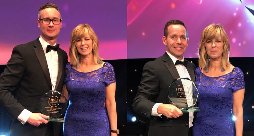 Pictures of Stefan and Darren from the Møller Centre with Kate Carraway at the M&IT Awards 2018