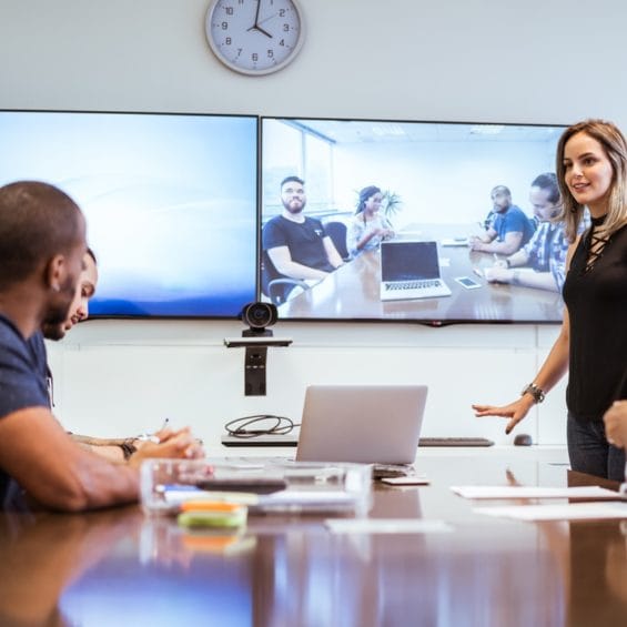 video conferencing in meeting room