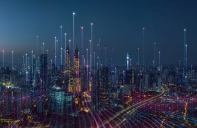 Busy city at night Picture of a city at night