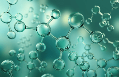 Picture to of molecules on a green background