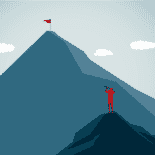 Picture of a man looking up a mountain